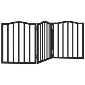 vidaXL Vrata za pse s 3 panela sklopiva crna 150 cm od drva topole