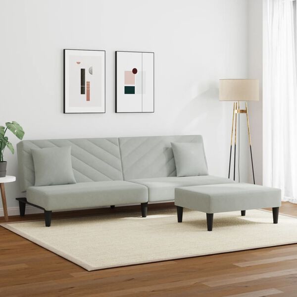 vidaXL 2-dijelni set sofa s jastucima svjetlosivi bar&scaron;unasti