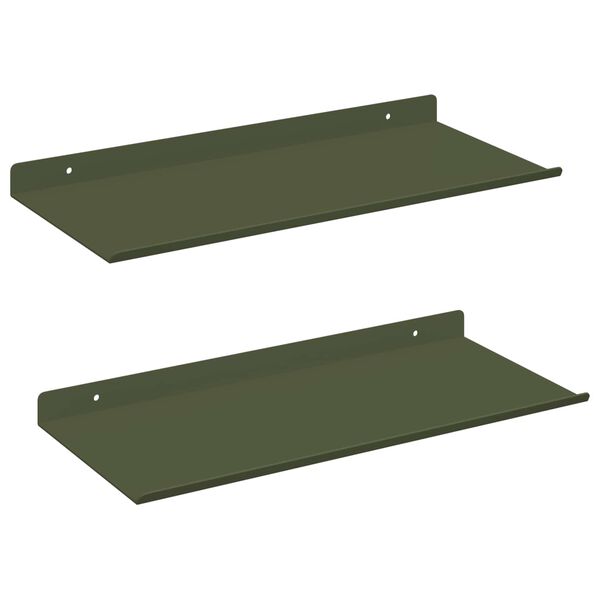 vidaXL Lebdeća polica 2 pcs Maslinasto zelena 40 x 18 x 2,5 cm Čelik