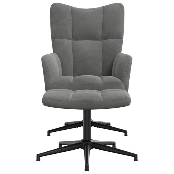 vidaXL Stolica za opu&scaron;tanje s osloncem za noge tamnosiva bar&scaron;unasta