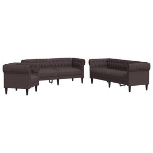 vidaXL 3-dijelni set sofa tamnosmeđi od tkanine