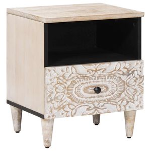 vidaXL Ormar za krevet Bijelo 40 x 33 x 46 cm Čvrsto drvo manga