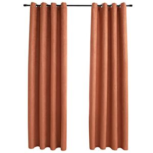 vidaXL Zavjese za zamračivanje s prstenima 2 kom boja hrđe 140x175 cm