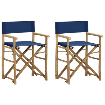 vidaXL Sklopive redateljske stolice od bambusa i tkanine 2 kom plave