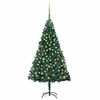 vidaXL Umjetno osvijetljeno božićno drvce s kuglicama zeleno 210cm PVC
