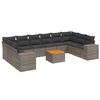vidaXL 11-dijelni set vrtnih sofa od poliratana s jastucima sivi