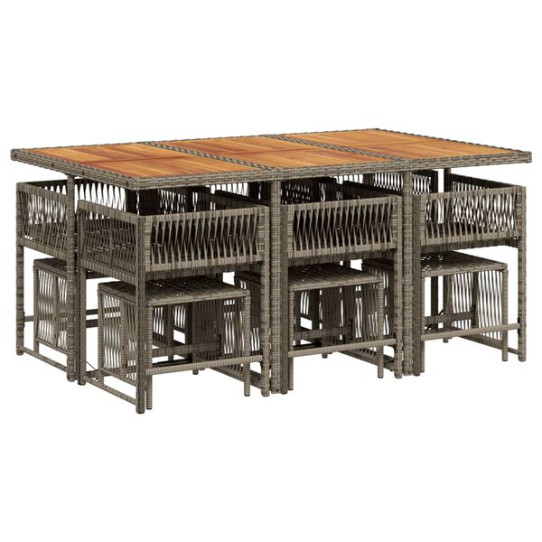 vidaXL 11-dijelni vrtni blagovaonski set s jastucima poliratan sivi