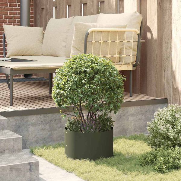 vidaXL Vrtna saksija Maslinasto zelena 30 x 30 x 20 cm Čelična vrata