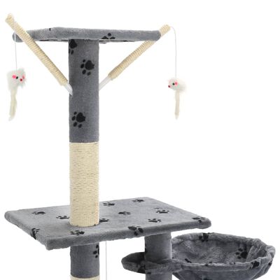 vidaXL Penjalica za mačke sa stupovima za grebanje od sisala 230 - 250 cm siva s uzorkom šapa