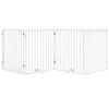 vidaXL Vrata za pse s vratima, sklopiva, 4 panela, bijela, 320 cm, drvo topole