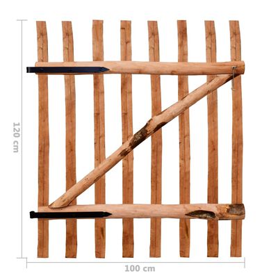 vidaXL Jednostruka vrata za ogradu od drva lješnjaka 100 x 120 cm