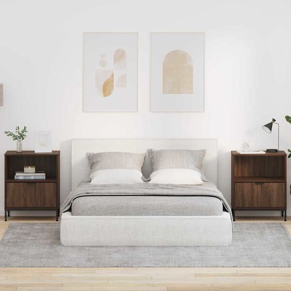 vidaXL Noćni ormarići s ladicama 2 pcs Smeđi hrast 49 x 36 x 61 cm