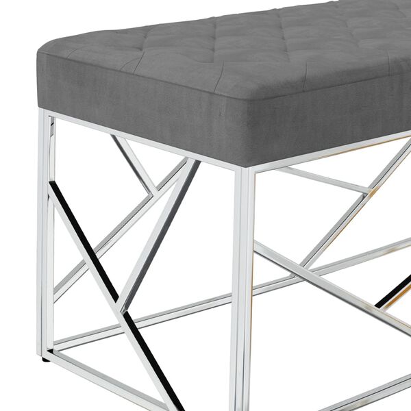 vidaXL Klupa 97 cm tamnosiva bar&scaron;unasta tkanina i nehrđajući čelik