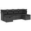 vidaXL 6-dijelni set vrtnih sofa s jastucima crni od poliratana