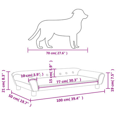 vidaXL Krevet za pse smeđi 100 x 50 x 21 cm baršunasti