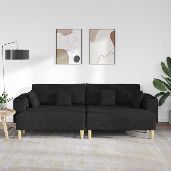 vidaXL Sofa s jastukom 3 pcs Crna tkanina