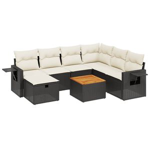 vidaXL 8-dijelni set vrtnih sofa od poliratana s jastucima crni