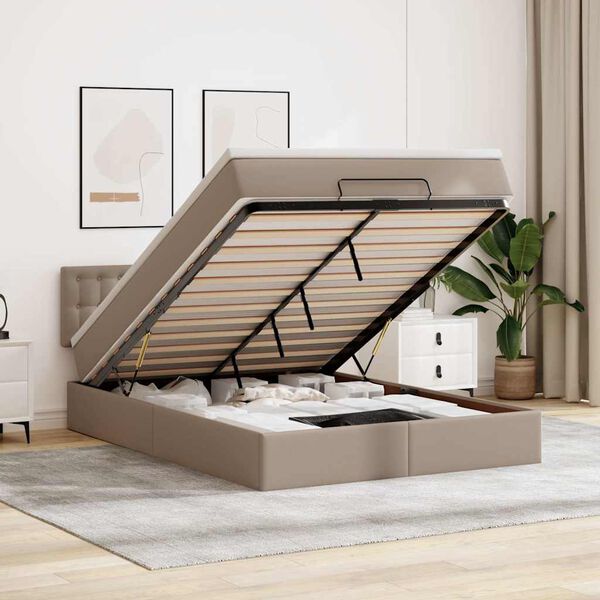 vidaXL Otomanski krevet s madracima i LED 140x200cm umjetna koža