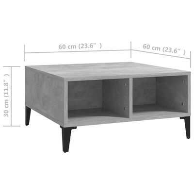 vidaXL Stolić za kavu siva boja betona 60 x 60 x 30 cm od iverice