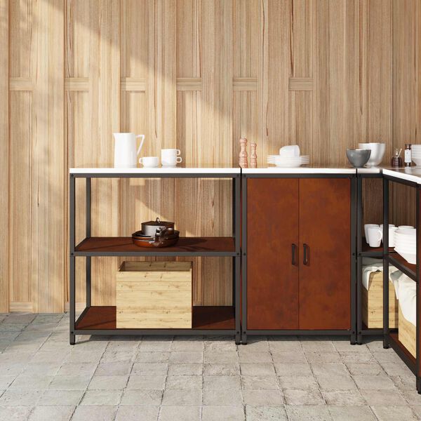 vidaXL Kuhinjski set za pohranu s policom s pohranom 2 pcs Rđa