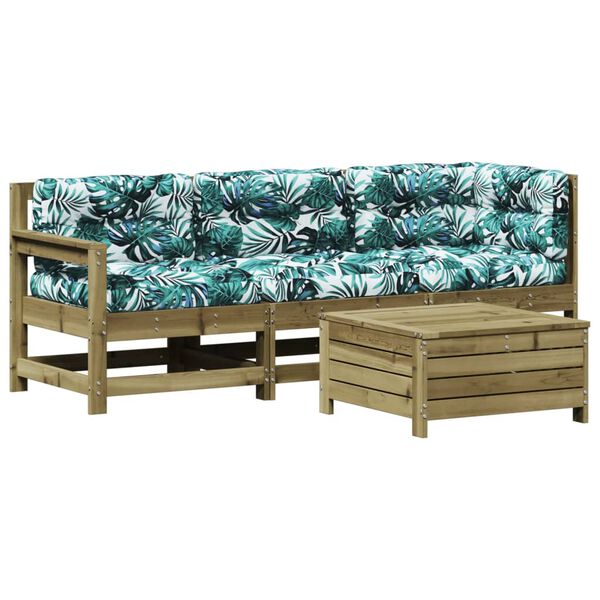 vidaXL 4-dijelna vrtna garnitura od impregnirane borovine s jastucima