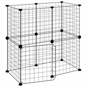 vidaXL Kavez za ljubimce s 12 panela i vratima crni 70 x 35 x 70 cm čelični