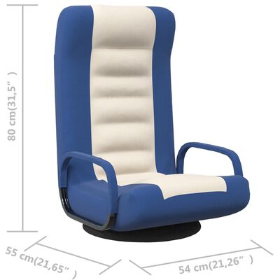 vidaXL Okretna podna stolica od tkanine plava i krem