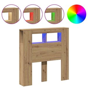 vidaXL LED uzglavlje boja hrasta artisan 100x18,5x103,5 cm drveni