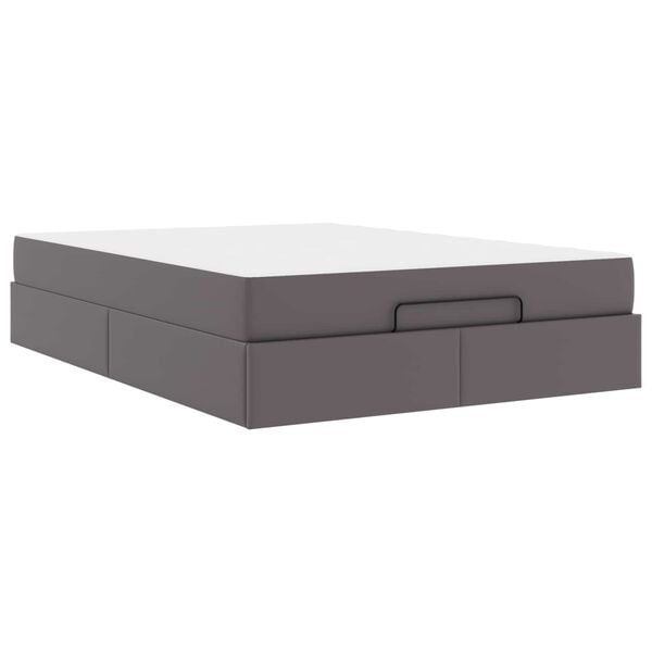 vidaXL Okvir kreveta s madracem s madracem 2 pcs Siva PVC