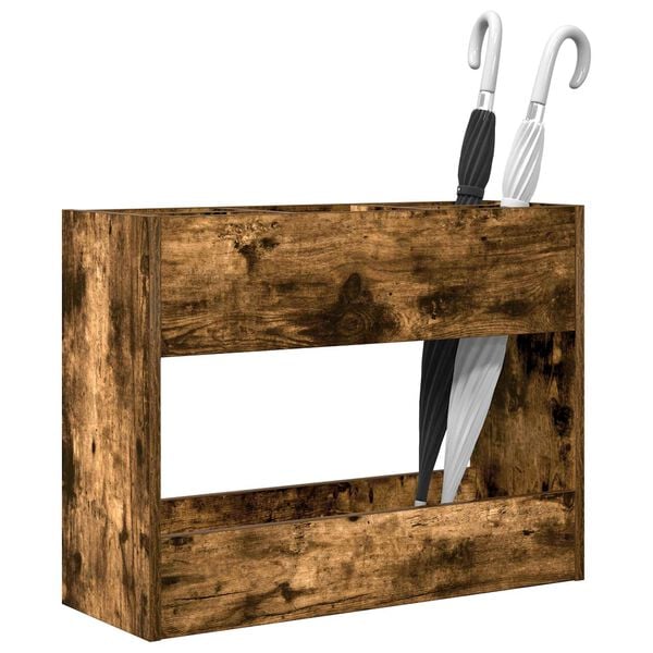 vidaXL Stalak za ki&scaron;obran s pohranom Dimljeni hrast 65 x 24 x 50 cm