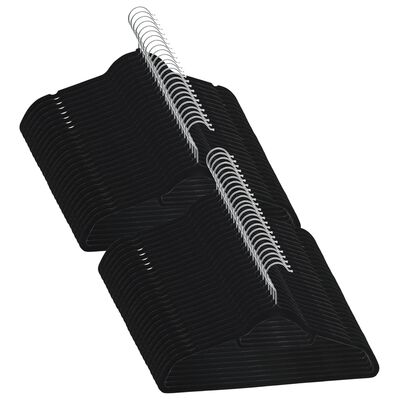vidaXL 50-dijelni set vješalica za odjeću protuklizni crni baršunasti