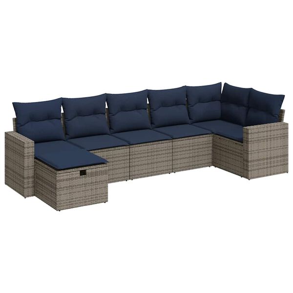 vidaXL 7-dijelni set vrtnih sofa sivi od poliratana