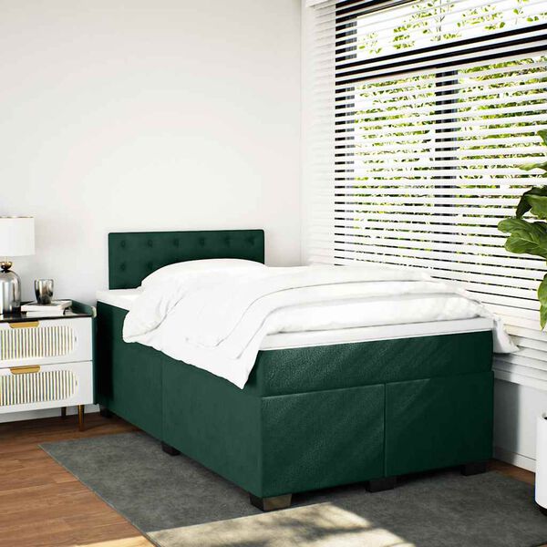 vidaXL Krevet box spring s madracem tamnozeleni 120x190 cm bar&scaron;unasti