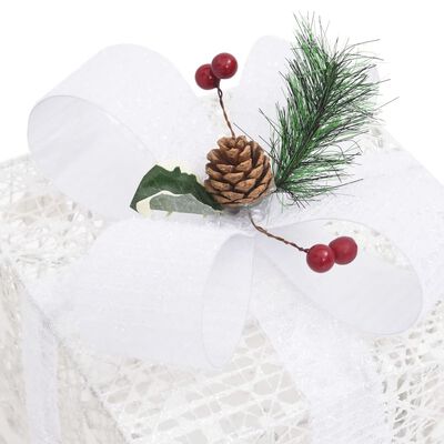 vidaXL Ukrasne božićne kutije za poklone 3 kom bijele