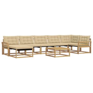 vidaXL Set vanjskih sofa 8 kom. Bijela i bež Čvrsto drvo akacije