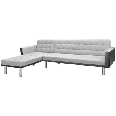 vidaXL Kutna sofa na razvlačenje od tkanine 218x155x69 cm crno-siva