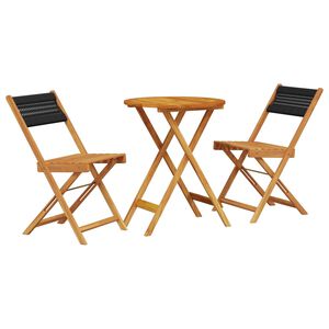 vidaXL 3-dijelni bistro set od polipropilen i masivnog drva crni