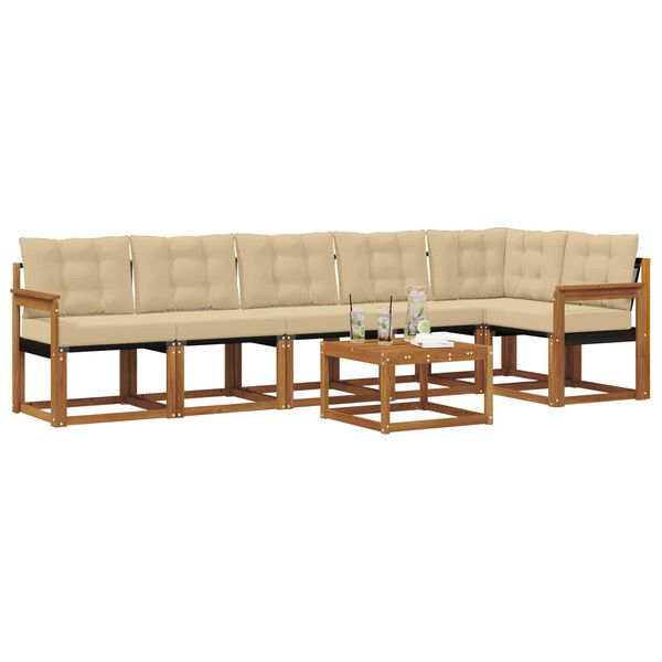 vidaXL Set vanjskih sofa s jastukom 7 pcs Prirodna i bež