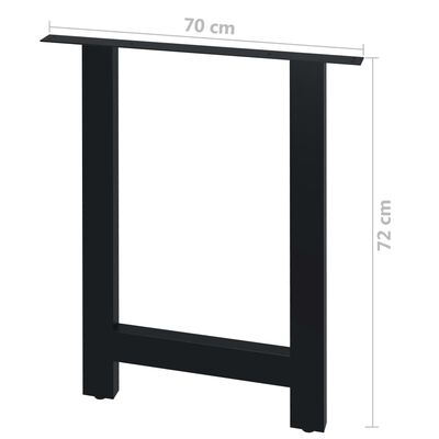 vidaXL Noge za blagovaonski stol 2 kom u obliku slova H 70 x 72 cm