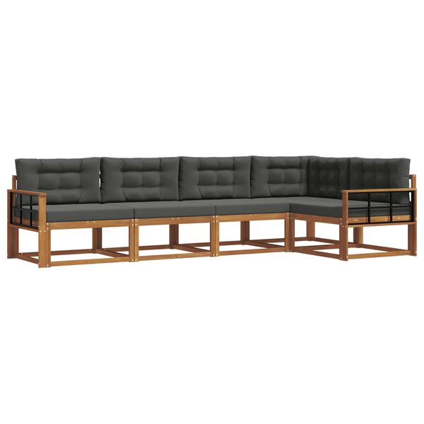 vidaXL Set vanjskih sofa s jastukom 5 pcs Prirodna i antracit