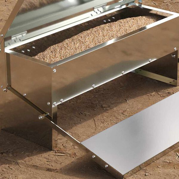 vidaXL Feeder s nogom za piliće Srebrno 48,5 x 39,5 x 19 cm