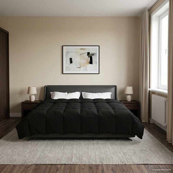 vidaXL Puni pokrivač za cijelu godinu Crna 200 x 240 cm Mikrovlakna