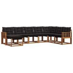 vidaXL Set vanjskih sofa s jastukom 8 pcs Prirodna i crna