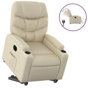 vidaXL Električni naslonjač na podizanje od umjetne kože krem