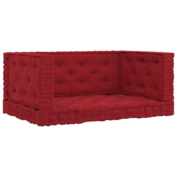 vidaXL Paletni podni jastuci 4 kom bordo pamučni