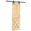 vidaXL Klizna vrata Prirodna i crna 70 x 210 cm Čvrsta borovina