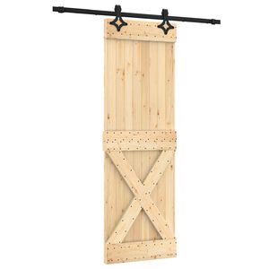 vidaXL Klizna vrata Prirodna i crna 70 x 210 cm Čvrsta borovina