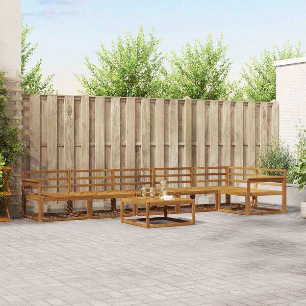 vidaXL Set vanjskih sofa 7 pcs Prirodna Čvrsto drvo akacije