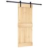 vidaXL Klizna vrata Prirodna i crna 80 x 210 cm Čvrsta borovina