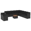 vidaXL 12-dijelni set vrtnih sofa od poliratana s jastucima crni